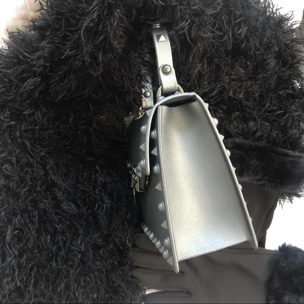 NWT Most Wanted Studded Jelly Mini Purse/Crossbody in Metallic Steel Gray - Picture 3 of 11